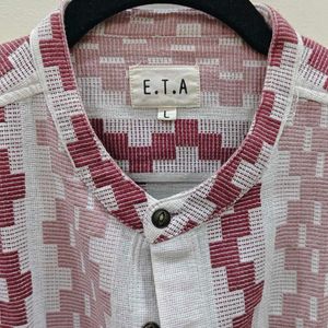 Textured Resort Shirt | White &amp; Pink Patterned