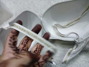 White Padded Bra with Textured Cups ♥️