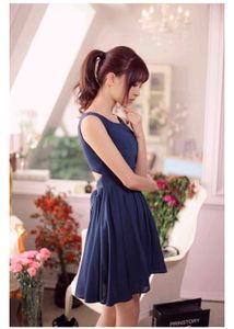 Navy Blue Open Back Mini Dress