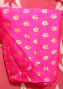 Bright Pink Saree with Gold Motifs