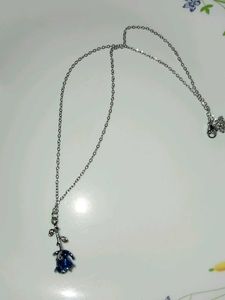 Blue Rose Pendant Necklace