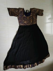 Women's Black &amp; Golden Ethnic flared dress with L