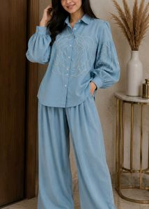 Stylish Blue Embellished Kurta Set