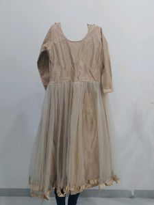 Elegant Beige gown with heavy jacket and dupattaDr