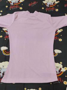 Light Pink Ribbed Turtleneck Top