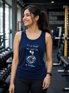 Navy Blue Pure Cotton Printed Tank Top