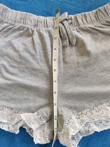 Comfortable Grey Lace Trimmed Shorts