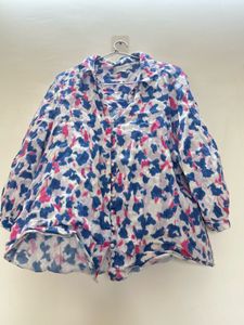 Chic Abstract Print Button-Up Tunic