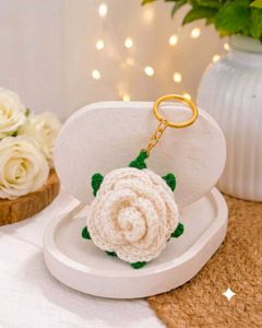 Pack of 2 Crochet Rose Keychains