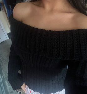Chic Black Off-Shoulder Crochet Top