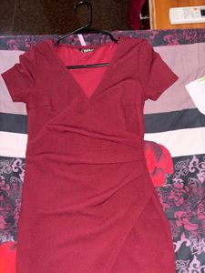 Burgundy Wrap Mini Dress, small size