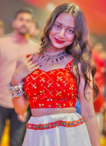 Vibrant Red Embroidered Crop Top