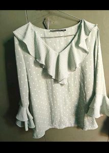 Price Drop Polka Dot Ruffle Blouse
