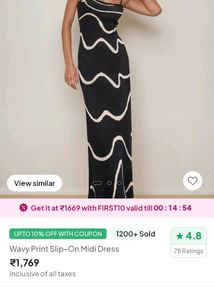 Wavy Print Slip On Newme Dress