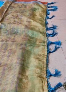Beautiful Blue Saree with Floral Print