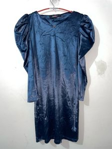 Elegant Blue Velvet Mini Dress