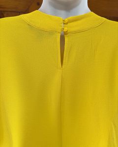 Bright Yellow V-Neck Top with Tie Detail