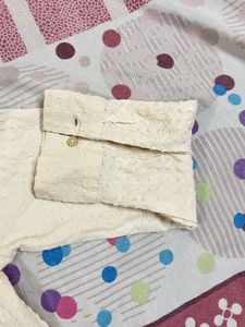 Cream Textured Cropped Shirt