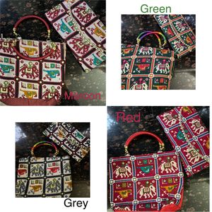 Set of ethnic handbag and wallet