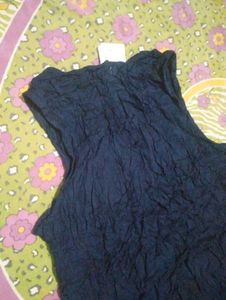 Crushed Navy Blue Sleeveless Top