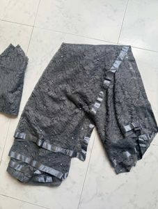 Grey Floral Brand New Fancy Net Saree