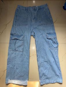 Light Wash Cargo Jeans