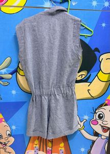 Sleeveless Grey Double-Breasted Romper