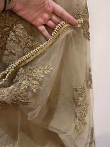 Embroidered Net Dupatta with Pearls