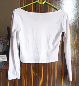 White Long Sleeve Cropped Top
