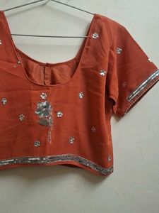Embellished  Saree Blouse rust orange