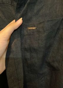 LINEN CLUB Men's Black Shirt