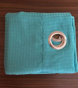 Teal Coloured Textured Curtains