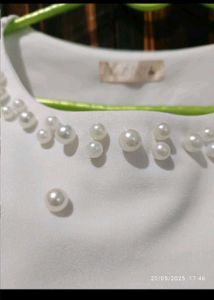 White Pearl Embellished Top