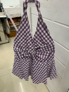 Purple Gingham Halter Top