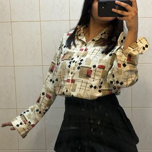 Stylish Geometric Print Button-Up Shirt