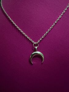 Silver Crescent Moon Pendant Necklace