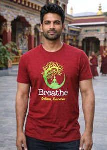 Red "Breathe" Graphic T-Shirt