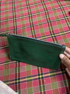 Vintage Emerald Green Genuine Leather  Zip wallet