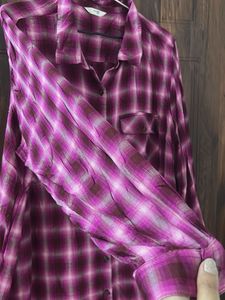 Purple Plaid Button-Up Shirt