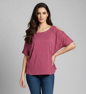 Striped Cold Shoulder Top