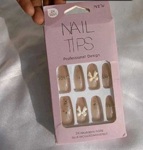 Nails Tips With Bow 🎀 Professional Design