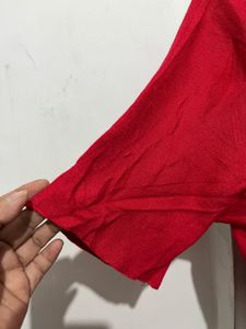 Red Short Sleeve Top with Embellishment