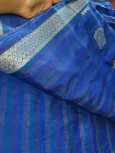 Elegant Blue Striped Saree
