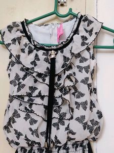 Price Dropp Trendy Bow Print Jumpsuit For Girls
