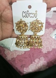 Elegant Gold Tone Jhumka Set