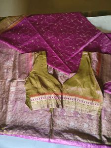 Beautiful Golden and Silver Zari Embroidered Silk