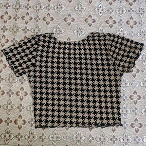 Houndstooth Square Neck Crop Top