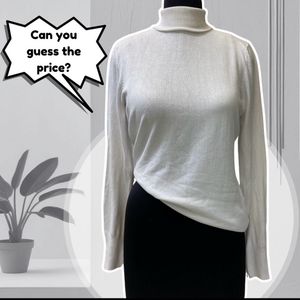 White Turtle Neck Top