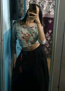 Embroidered Crop Top & Skirt Set