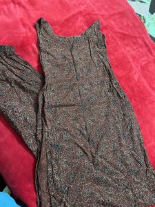Brown Printed Kurta Set